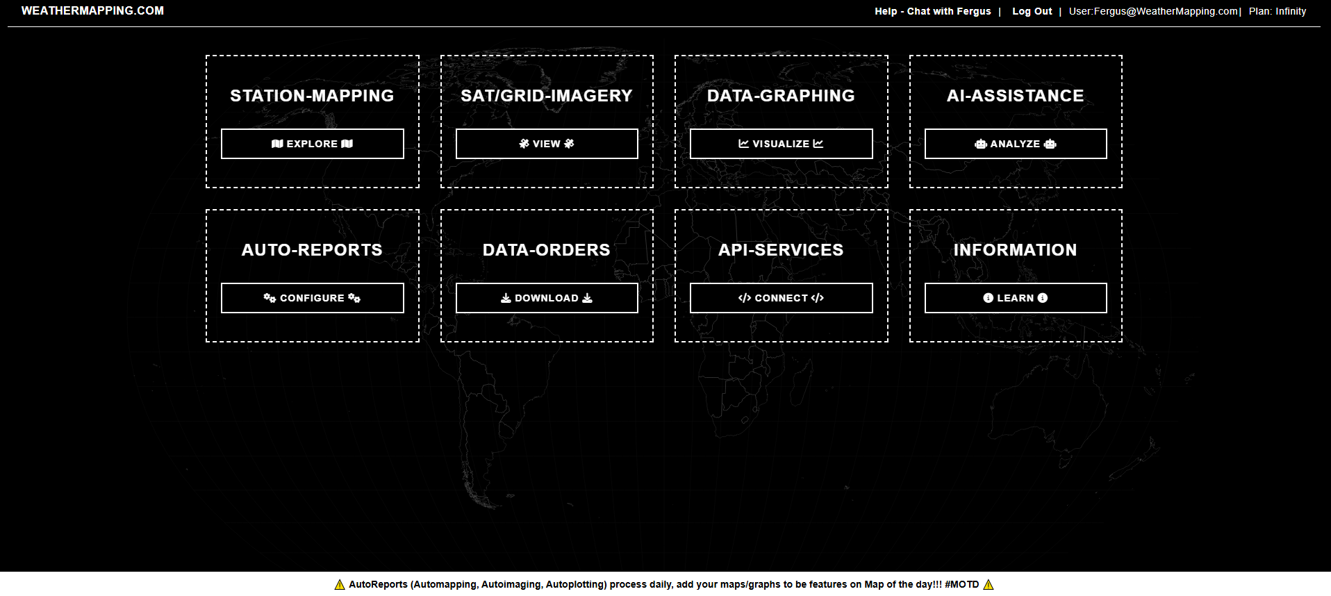 WeatherMapping Application Dashboard