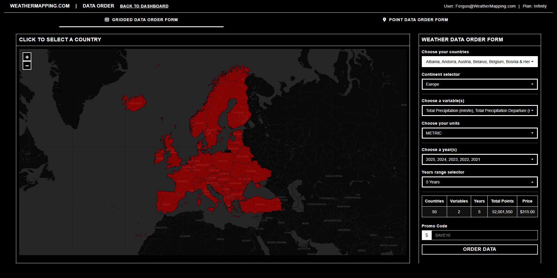 WeatherMapping Data Request Example