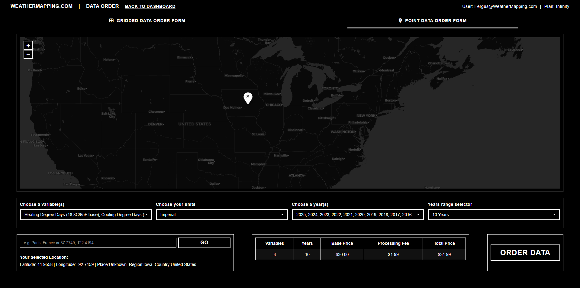 WeatherMapping Data Request Example